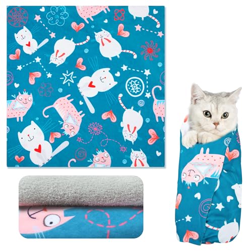 Pilviset 91,4 cm Katzenwickel zum Schneiden von Nägeln, Katzenfesseln zum Nagelschneiden, Katzen-Wickeltuch für ausgewachsene Katzen, Burrito-Wrap kann zum Schneiden von Katzennägeln verwendet werden von Pilviset