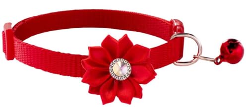 Pimaodog Katzenhalsband mit Glöckchen, Blumendekoration, XS, niedlich, ausgefallenes Welpenhalsband mit Glöckchen, für XXS, XS, kleines Kätzchen, Haustier, Hündinnen, Halsumfang 17,8 - 30,5 cm, Rot, Pimaodog Katzenhalsband mit Glöckchen, Blumendekoration, XS, niedlich, ausgefallenes Welpenhalsband mit Glöckchen, für XXS, XS, kleines Kätzchen, Haustier, Hündinnen, Halsumfang 17,8 - 30,5 cm, Rot, von Pimaodog
