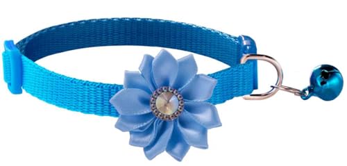 Pimaodog Katzenhalsband mit Glöckchen, Blumendekoration, XS, niedlich, ausgefallenes Welpenhalsband mit Glöckchen, für XXS, XS, kleines Kätzchen, Hündinnen, Halsumfang 17,8 - 30,5 cm, Hellblau, Pimaodog Katzenhalsband mit Glöckchen, Blumendekoration, XS, niedlich, ausgefallenes Welpenhalsband mit Glöckchen, für XXS, XS, kleines Kätzchen, Hündinnen, Halsumfang 17,8 - 30,5 cm, Hellblau, von Pimaodog