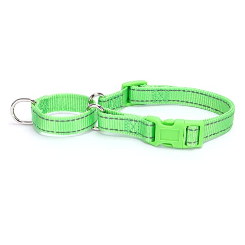 Pimaodog Martingale Hundehalsbänder - Reflektierendes Hundehalsband mit Schnellverschluss-Schnalle Verstellbares Nylon-Trainingshalsband für Welpen Kleine Mittlere Große Hunde (L, Grün) von Pimaodog