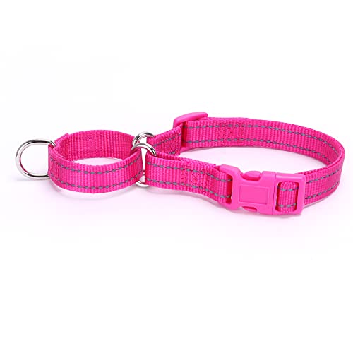 Pimaodog Martingale Hundehalsbänder - Reflektierendes Hundehalsband mit Schnellverschluss-Schnalle Verstellbares Nylon-Trainingshalsband für Welpen Kleine Mittlere Große Hunde (S, Hot Pink) von Pimaodog