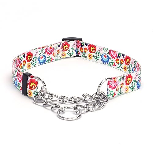 Pimaodog Martingale Hundehalsband mit Edelstahlkette, begrenztes Kettenzug-Trainingshalsband für kein Ziehen, Training, Hund, Blume, mehrfarbig, niedliche Muster, hochwertiges rutschfestes Halsband (L Pimaodog Martingale Hundehalsband mit Edelstahlkette, begrenztes Kettenzug-Trainingshalsband für kein Ziehen, Training, Hund, Blume, mehrfarbig, niedliche Muster, hochwertiges rutschfestes Halsband (L von Pimaodog
