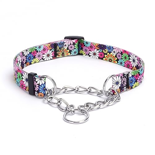 Pimaodog Martingale Hundehalsband mit Edelstahlkette, begrenztes Kettenzug-Trainingshalsband für kein Ziehen, Training, Hund, Blume, mehrfarbig, niedliche Muster, hochwertiges rutschfestes Halsband (L Pimaodog Martingale Hundehalsband mit Edelstahlkette, begrenztes Kettenzug-Trainingshalsband für kein Ziehen, Training, Hund, Blume, mehrfarbig, niedliche Muster, hochwertiges rutschfestes Halsband (L von Pimaodog