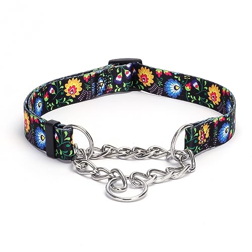Pimaodog Martingale Hundehalsband mit Edelstahlkette, begrenztes Kettenzug-Trainingshalsband für kein Ziehen, Training, Hund, Blume, mehrfarbig, niedliche Muster, hochwertiges rutschfestes Halsband (L Pimaodog Martingale Hundehalsband mit Edelstahlkette, begrenztes Kettenzug-Trainingshalsband für kein Ziehen, Training, Hund, Blume, mehrfarbig, niedliche Muster, hochwertiges rutschfestes Halsband (L von Pimaodog