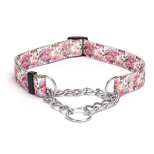 Pimaodog Martingale Hundehalsband mit Edelstahlkette, begrenztes Kettenzug-Trainingshalsband für kein Ziehen, Trainingshund, Blume, mehrfarbig, niedliche Muster, hochwertiges rutschfestes Halsband (S Pimaodog Martingale Hundehalsband mit Edelstahlkette, begrenztes Kettenzug-Trainingshalsband für kein Ziehen, Trainingshund, Blume, mehrfarbig, niedliche Muster, hochwertiges rutschfestes Halsband (S von Pimaodog