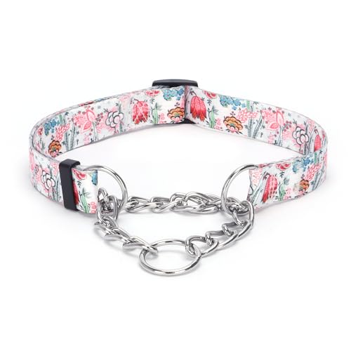 Pimaodog Martingale Hundehalsband mit Edelstahlkette, begrenztes Kettenzug-Trainingshalsband für kein Ziehen, Trainingshund, Blume, mehrfarbig, niedliche Muster, hochwertiges rutschfestes Halsband (S Pimaodog Martingale Hundehalsband mit Edelstahlkette, begrenztes Kettenzug-Trainingshalsband für kein Ziehen, Trainingshund, Blume, mehrfarbig, niedliche Muster, hochwertiges rutschfestes Halsband (S von Pimaodog