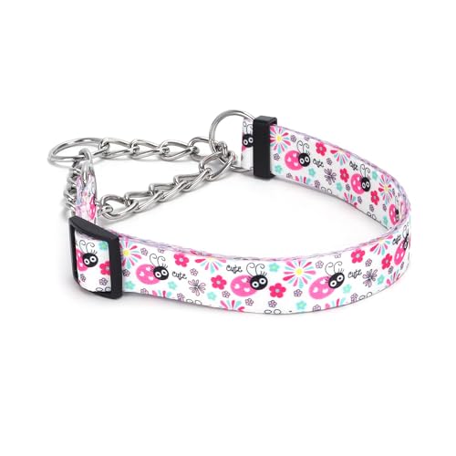 Pimaodog Martingale Hundehalsband mit Edelstahlkette, begrenztes Kettenzug-Trainingshalsband für kein Ziehen, für Hundetraining, Blume, mehrfarbig, niedliche Muster, hochwertiges rutschfestes Halsband Pimaodog Martingale Hundehalsband mit Edelstahlkette, begrenztes Kettenzug-Trainingshalsband für kein Ziehen, für Hundetraining, Blume, mehrfarbig, niedliche Muster, hochwertiges rutschfestes Halsband von Pimaodog