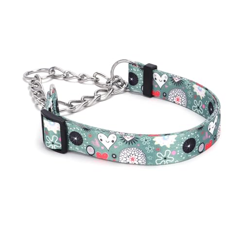 Pimaodog Martingale Hundehalsband mit Edelstahlkette, begrenztes Kettenzug-Trainingshalsband für kein Ziehen, für Hundetraining, Blume, mehrfarbig, niedliche Muster, hochwertiges rutschfestes Halsband Pimaodog Martingale Hundehalsband mit Edelstahlkette, begrenztes Kettenzug-Trainingshalsband für kein Ziehen, für Hundetraining, Blume, mehrfarbig, niedliche Muster, hochwertiges rutschfestes Halsband von Pimaodog