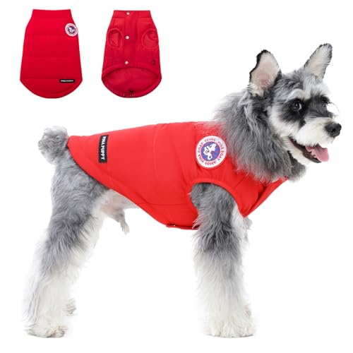 PINA Hund Wintermantel, Hunde Winterjacke mit Knöpfen und Reißverschluss, Hund Winterweste Winddicht und Warm, Geeignet für Kleine bis Große Hunde, Rot, S PINA Hund Wintermantel, Hunde Winterjacke mit Knöpfen und Reißverschluss, Hund Winterweste Winddicht und Warm, Geeignet für Kleine bis Große Hunde, Rot, S von Pina