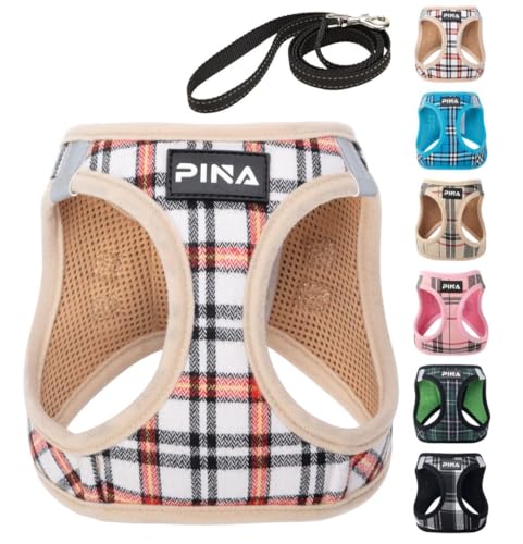 PINA Hundegeschirr für kleine Hunde, kein Ziehen, kleines Hundegeschirr und Leine, kein Würgen, atmungsaktives Netzgewebe, leicht, verstellbar, für kleine und mittelgroße Hunde, einfach an- und PINA Hundegeschirr für kleine Hunde, kein Ziehen, kleines Hundegeschirr und Leine, kein Würgen, atmungsaktives Netzgewebe, leicht, verstellbar, für kleine und mittelgroße Hunde, einfach an- und von Pina