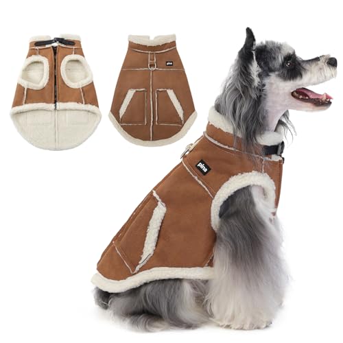 PINA Hundejacke für kleine, mittelgroße und große Hunde, wasserdichter Hundemantel mit integriertem Geschirr, Winterjacke, Welpen, kaltes Wetter, warmer winddichter Fleece-Schneeanzug von Pina