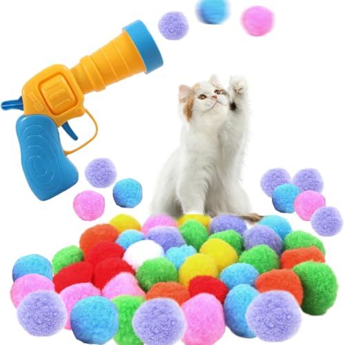 Cat Ball Launcher Gun mit 50 Cat Pom Pom -Bällchen Low Noise Cat Ball Launcher Interactive & Bonding Stress Relief Katzenspielzeug für Innenkatzen, Geschenke für Katzenliebhaber Cat Ball Launcher Gun mit 50 Cat Pom Pom -Bällchen Low Noise Cat Ball Launcher Interactive & Bonding Stress Relief Katzenspielzeug für Innenkatzen, Geschenke für Katzenliebhaber von Pineeseatile