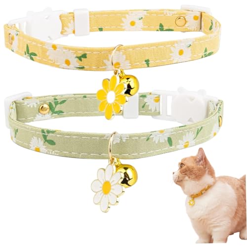 Haustierkragen, 2 PCS -Katzenkragen, einstellbares süßes Kätzchen mit Bell & Safety Buckle & Flower Decor, geeignet für Mädchen und Jungen, m Haustierkragen, 2 PCS -Katzenkragen, einstellbares süßes Kätzchen mit Bell & Safety Buckle & Flower Decor, geeignet für Mädchen und Jungen, m von Pineeseatile