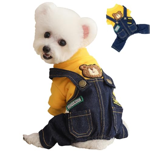 Hund Overalls für kleine Hunde, Hunde Overalls weiche leichte gemütliche Polyester entzückende Kleidung mit 2 Taschen für kleine mittelgroße Katzen von Pineeseatile