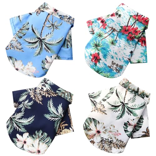 Hunde Hawaiian Shirts 4pcs atmungsaktive Kurzarm-Sommeroutfits mit Kokosnussbaummuster für 4,5-5,5 kg Hunde Hunde Hawaiian Shirts 4pcs atmungsaktive Kurzarm-Sommeroutfits mit Kokosnussbaummuster für 4,5-5,5 kg Hunde von Pineeseatile