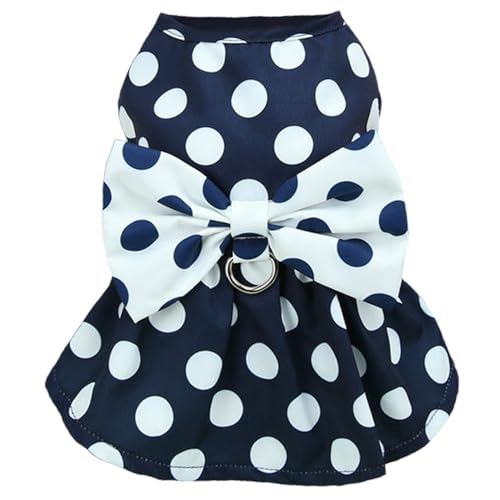 Hundekleid, Hundegurtkleid, Gepunktete Muster mit Retro-Bogen, atmungsaktive Welpenkleidung mit Knopf, Outfits für 1, 25-2 kg von Pineeseatile