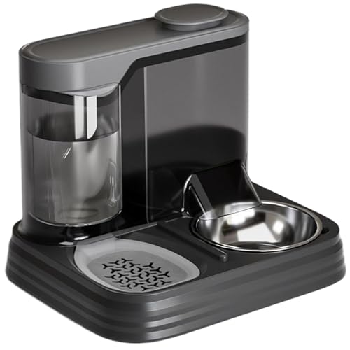 Katzenfutter- und Wasserspender, automatischer Katzenfuttermittel 11x9x9in 2 in 1 Abneigungsfähige sichere Hund- und Wasserspender mit großer Kapazität für Haustiere von Pineeseatile