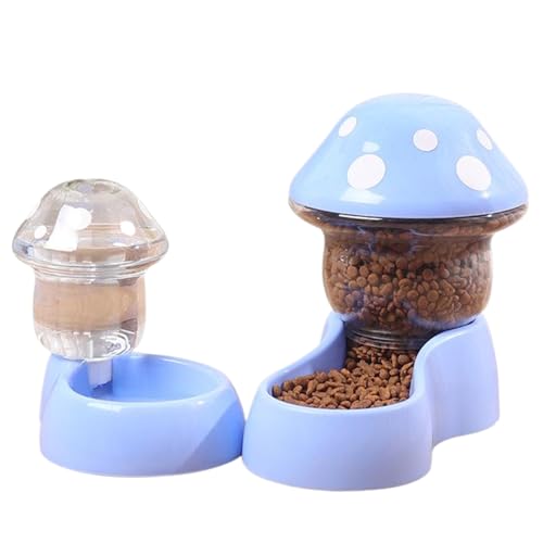 Katzenfutterspender und Wasserspender, Pilzform Automatischer Hundefutter, Haustier Futter für kleine mittelgroße Hund Haustiere Welpen Kätzchen, Blau, automatische Feeder von Pineeseatile