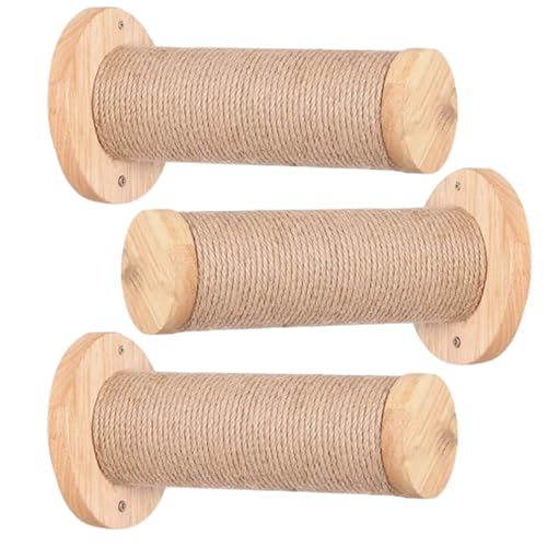 Kratzer nach dem Austausch, 3pcs Katze Kratzer nach dem Austausch, 12x6 horizontaler natürlicher Holzkatze für Home Innenräume von Pineeseatile