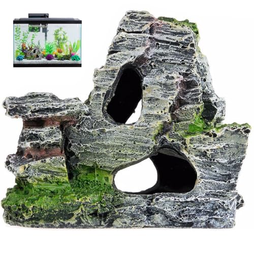 Pineeseatile Aquariumhöhle, Harz Reptile Felsstein, 3,5x2x3.9 Schlangenblenden, Simulation Felshöhle Versteck für Schildkröten Eidechsen Schlangen Krabben Krabben, Fischtank -Terrarium -Dekor, Reptil von Pineeseatile