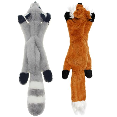 Pineeseatile Hundeplüschspielzeug 2pcs Waccoon & Fox-Form No-Foping Quietschspielzeug, 18x6 Zoll für mittelgroße und große Hunde Pineeseatile Hundeplüschspielzeug 2pcs Waccoon & Fox-Form No-Foping Quietschspielzeug, 18x6 Zoll für mittelgroße und große Hunde von Pineeseatile