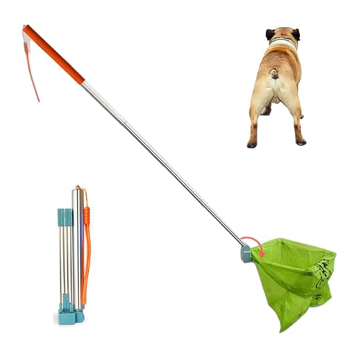Pineeseatile Pooper Scooper, Hund Pooper Scooper, Teleskopfänger mit langem Griff, Selbstklebender und Faltbarer Hundekotsammler von Pineeseatile