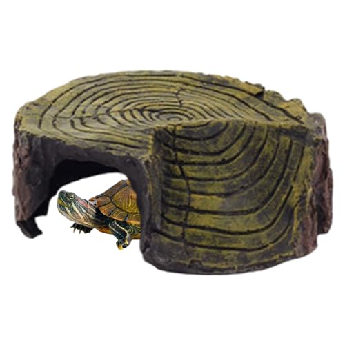 Pineeseatile Turtle Dock, Turtle Tank Accessoires, Harzsimulationsdocks für das Akling mit Rampe, kein verblassender Baumstamm -Schildkrötelebensraum für Haustier von Pineeseatile