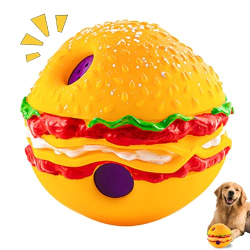 Quietschende Kugel für Hunde 5,5-Zoll-Hamburger Form Interaktiver Hundekugel Bissresistante unzerstörbare Hundeball Fun Wiggle Ball Hundespielzeug zur Linderung von Angst, Bewegung, unzerstörbarer Hu Quietschende Kugel für Hunde 5,5-Zoll-Hamburger Form Interaktiver Hundekugel Bissresistante unzerstörbare Hundeball Fun Wiggle Ball Hundespielzeug zur Linderung von Angst, Bewegung, unzerstörbarer Hu von Pineeseatile