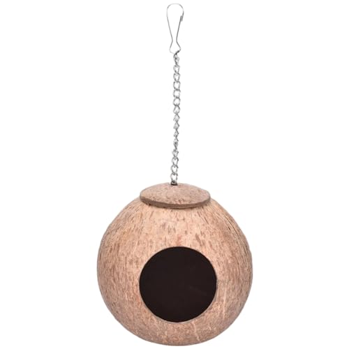 Vogelnest, Kokosnussvogelnest 4 bis 5 Zoll Durchmesser Kleiner sicherer natrualer Kokosnuss-Käfig-Zubehör für Haustier Papagei Kanarische Finkenpaarung von Pineeseatile
