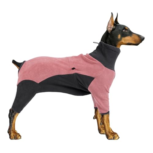 Pinellia Hunde-Wintermantel, warme Fleece-Hundejacke, winddichter Hundepullover, Body, Ganzkörper-Hunde-Pyjama, Einteiler, Kleidung für kaltes Wetter für mittelgroße und große Hunde (3XL, Rosa) von Pinellia