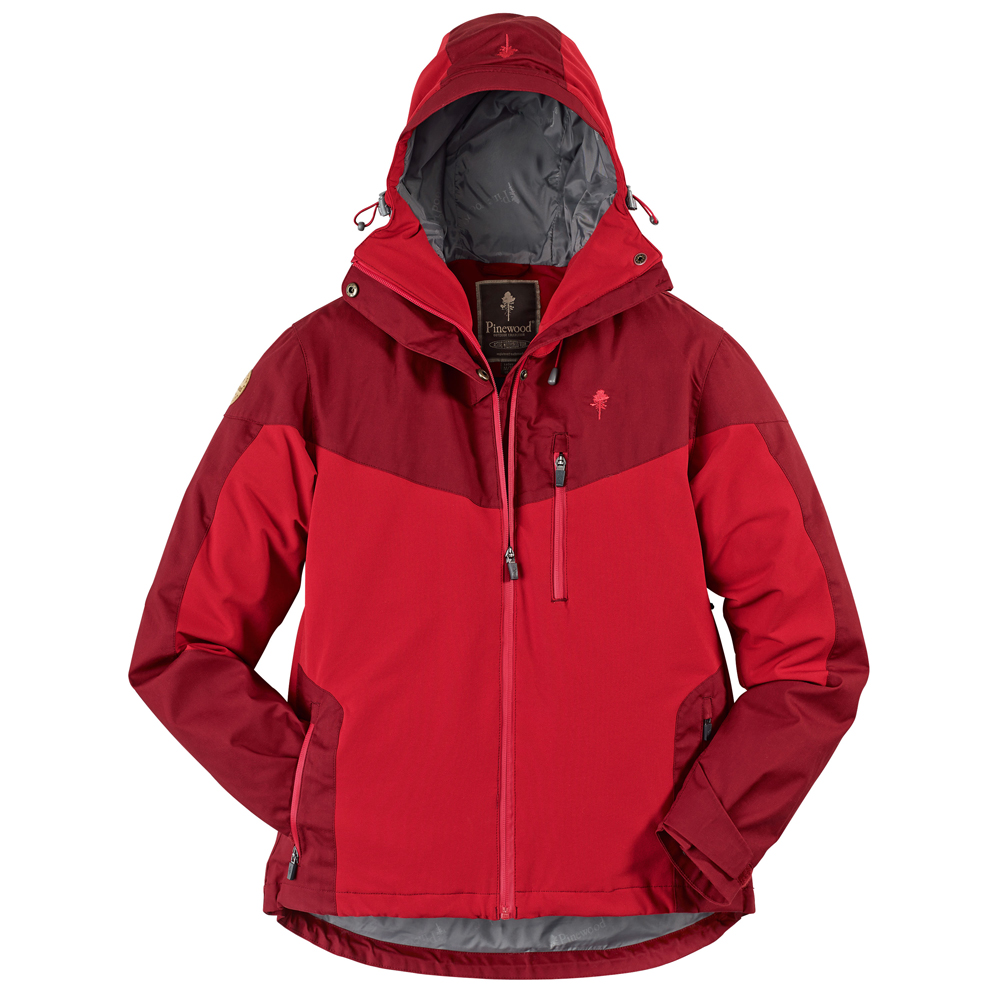 Pinewood® Damenjacke Finnveden Hybrid Extreme schwarz-rot, Gr. S von Pinewood