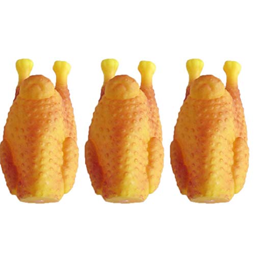 PiniceCore 3 Pcs Cute Funny Plastic Screaming Chicken Big/Puppy Interactive Chewing Roast Chicken Dog Toy Cleaning Teeth Small Pet Squeaker Toy von PiniceCore
