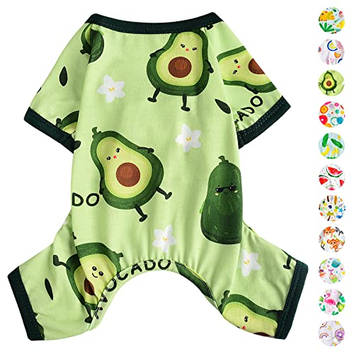 Hunde-Schlafanzug für Frühling und Sommer, Hundekleidung für kleine Hunde, Mädchen – Jungen – mittelgroße Hunde, weiche, dehnbare Welpenkleidung, Jammies-Outfit (Avocado-Grün, XX-Large) von PinkBow