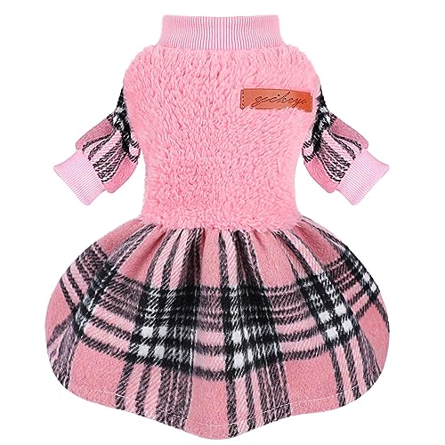 Hundekleid für kleine Hunde, Mädchen, Hundepullover, Kleid, Winter, Haustierkleidung, Outfit, S, Rosa von PinkBow