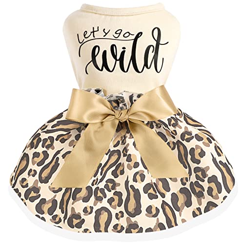 Hundekleid Mode Haustier Hund Kleidung, Leopard Welpen Hund Prinzessin Kleider, Gelb, X-Small von PinkBow