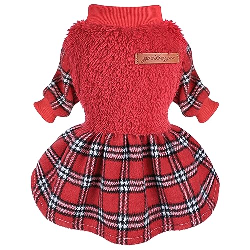 Hundepullover für kleine Hunde und Mädchen, Fleece, warmes Winterkleid, kaltes Wetter, Hundemantel, Hundekleidung, Outfit, Größe XXS, Rot von PinkBow