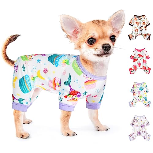Kleine Hundekleidung, Hunde-Pyjama für kleine Hunde, Jungen, Mädchen, weiche Stretch-Kleidung, Chihuahua-Kleidung, Yorkie-Kleidung, Haustier-Hunde-Pjs, Jumpsuits, niedlicher Welpen-Einteiler für den von PinkTie