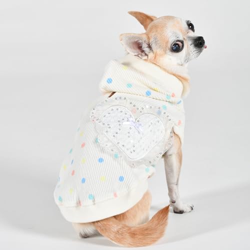 Pinkaholic New York Cerys Hunde-Kapuzenshirt für Frühjahr/Sommer, trendig, modisch, niedlich, elfenbeinfarben, Größe M von Pinkaholic New York