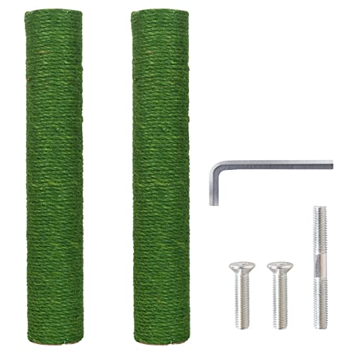 Pinkgarden Ersatz-Kratzbaum für Katzen, Sisal, 40 cm, 2 Stück M8 Ersatz-Kratzbaumteile für die Renovierung, Weiß, inklusive Schrauben (Grün) von Pinkgarden