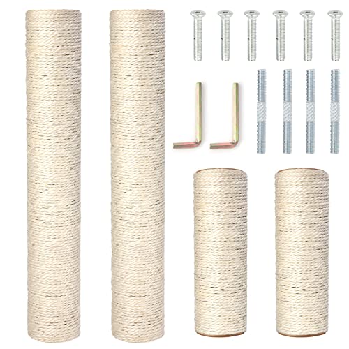 Pinkgarden Ersatz-Katzenkratzbaum aus natürlichem Sisal, 4 Stück, M8 Katzenkratzbaum, Nachfüllstangen, Teile für Renovierung, Weiß, inklusive Schrauben (40 + 40 + 20 + 20 cm) von Pinkgarden