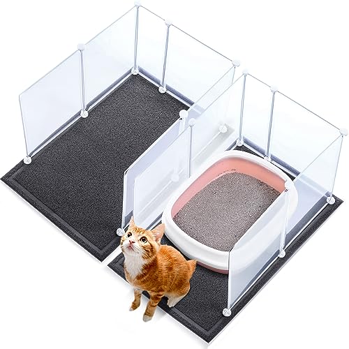 Pinkunn 2er-Set Katzentoiletten-Schutzgehäuse, Spritzschutz, extra groß, 70,1 x 50 x 45 cm, mit Katzentoiletten-Matte, Katzentoilettenschutz, Katzentoilettenschutz für offene Katzentoilette von Pinkunn