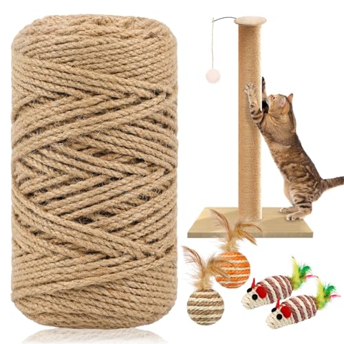 Pinsit Sisalseil für Kratzbaum, 4 mm dickes Seil für Kratzbaum, Schnur für Kratzbaum, DIY, Hanfschnur mit 4 zufälligen Farben, Maus-Ornamente, 79,9 m Pinsit Sisalseil für Kratzbaum, 4 mm dickes Seil für Kratzbaum, Schnur für Kratzbaum, DIY, Hanfschnur mit 4 zufälligen Farben, Maus-Ornamente, 79,9 m von Pinsit