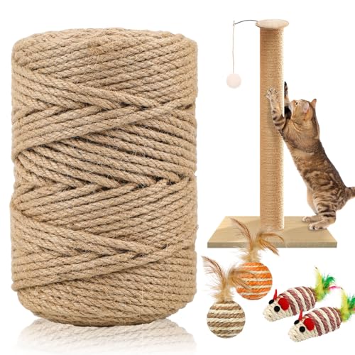 Pinsit Sisalseil für Kratzbaum, 6 mm dickes Seil für Kratzbaum, Schnur für Kratzbaum, DIY, Hanfschnur mit 4 zufälligen Farben, Maus-Ornamente Pinsit Sisalseil für Kratzbaum, 6 mm dickes Seil für Kratzbaum, Schnur für Kratzbaum, DIY, Hanfschnur mit 4 zufälligen Farben, Maus-Ornamente von Pinsit