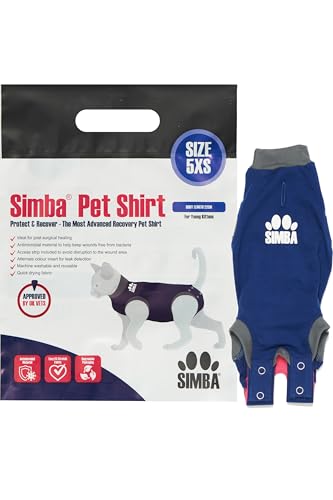 SIMBA Haustier-Shirts, Katzen-Genesungsanzug, 5XS, antimikrobielles Material, Leckerkennungseinsatz, maschinenwaschbar und schnell trocknend SIMBA Haustier-Shirts, Katzen-Genesungsanzug, 5XS, antimikrobielles Material, Leckerkennungseinsatz, maschinenwaschbar und schnell trocknend von Pioneer Veterinary Products