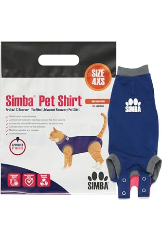 Pioneer Veterinary Products SIMBA Haustier-Shirts, 4XS Katzen-Genesungsanzug, antimikrobielles Material, Leckerkennungseinsatz, maschinenwaschbar & schnell trocknend von Pioneer Veterinary Products