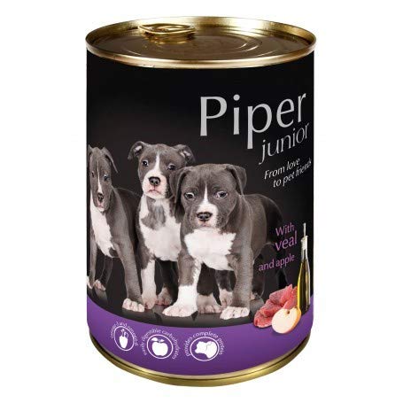 Piper 60x400g JUNIOR Kalb+Rinderherzen+Hühnermägen Dosen Nassfutter Hundefutter von Piper