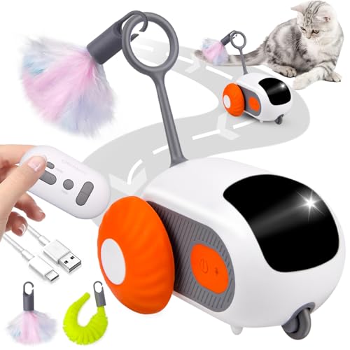 Pipihome Katzenspielzeug Selbstbeschäftigung | Interaktives Katzenspielzeug Elektrisch | Beweglich Smartyflip Automatisch Katzenspielzeug mit Fernbedienung | USB Aufladbar von Pipihome