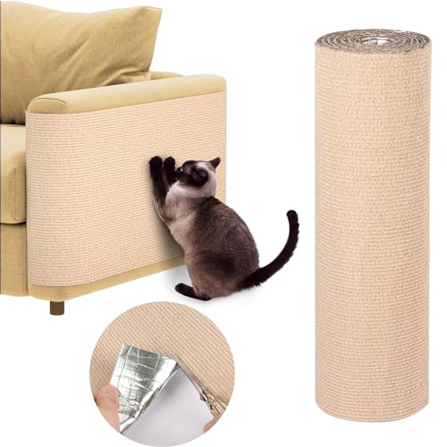 Kratzmatte Katzen Selbstklebend, 200cmx40cm DIY Kratzbrett Katze, Katzen Kratzbrett, Kratzbretter Katze Wand, Katzen Kratzschutz, Kratzschutz Sofa Katze Ideal für kratzteppich Katzen von Pipihome
