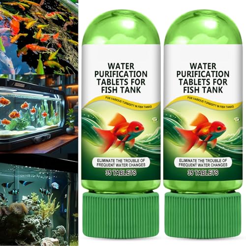 Pipihome 2 Stück Leistungsstarke Aquarium Wasseraufbereitungstabletten, Fish Tank Water Purification Tablets, Wasserreinigungstabletten für Aquarium Reinigung, Trübungsentfernung von Pipihome