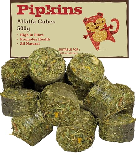 Pipkins Alfalfa Cubes Leckerli für Kleintiere 500g – Ideales Leckerli für Kaninchen, Hamster und Meerschweinchen, EIN nahrhafter und angenehmer Leckerbissen von Pipkins